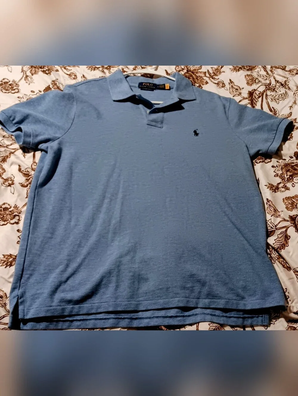 Polo by Ralph Lauren Men's  Blue Polo Custo. Slim Fit Shirt- Large